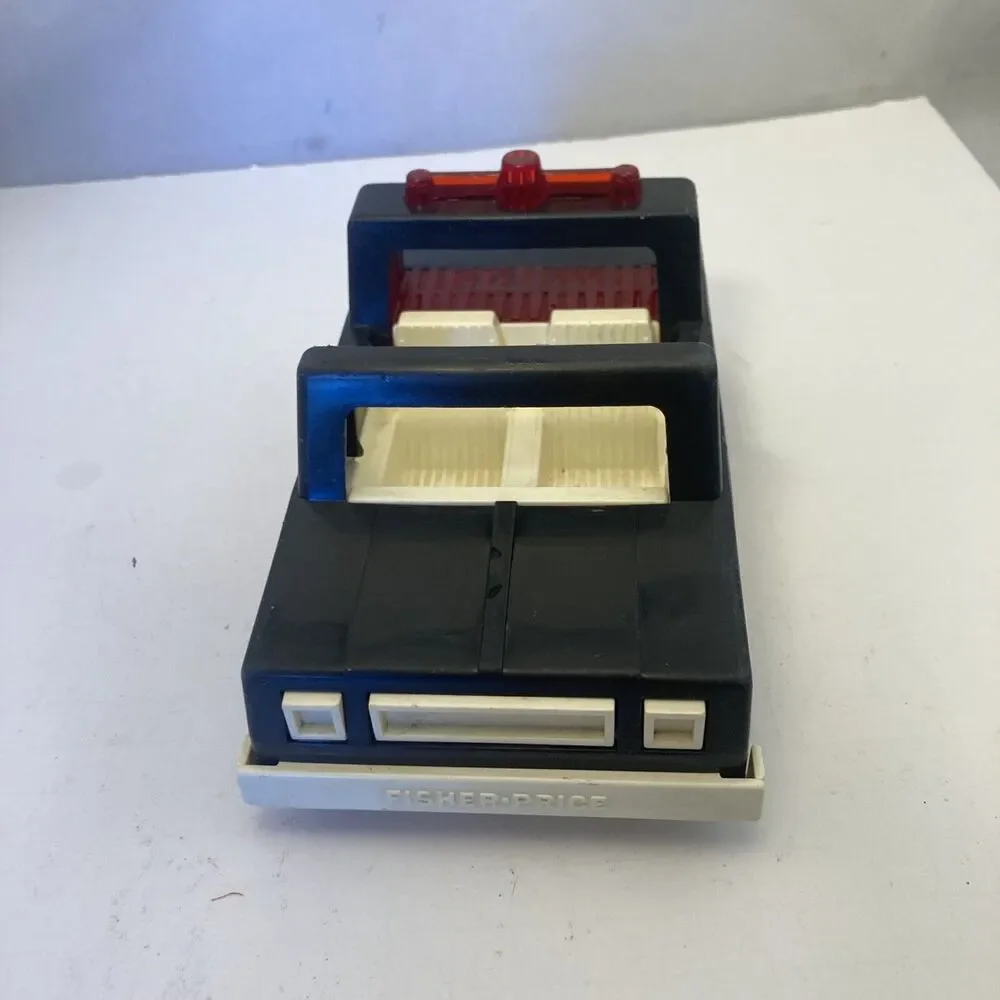 1981 Fisher Price Husky Helpers Police Car Vintage Toy 8”